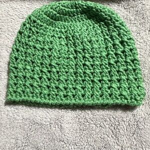 Green Crochet Beanie Hat
